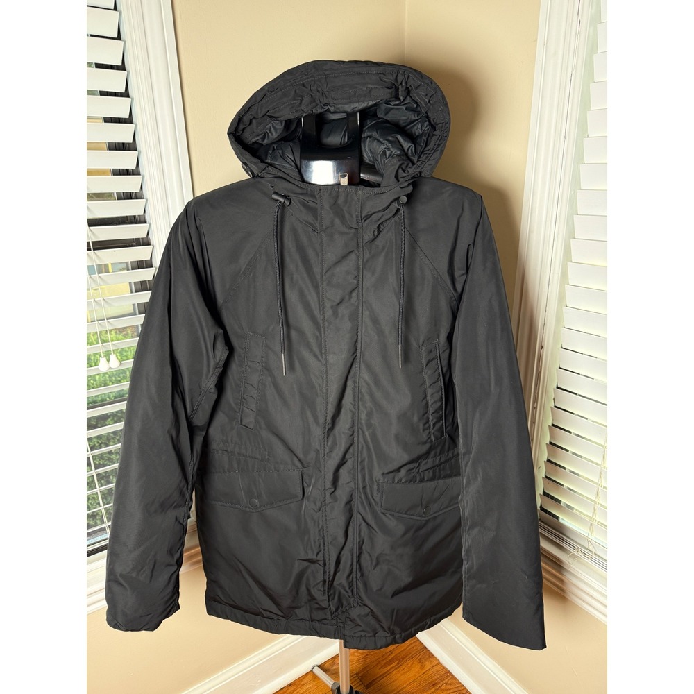 Everlane The ReNew Long Parka Black Recycled Winter Coat Hooded Women Size L NWT